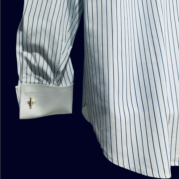 Ralph Lauren Purple Label Men’s Shirt French Cuff Cutaway White Pinstripe 15.5 L - Picture 5 of 9